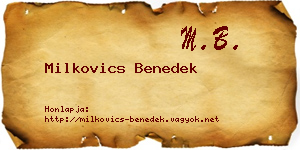 Milkovics Benedek névjegykártya